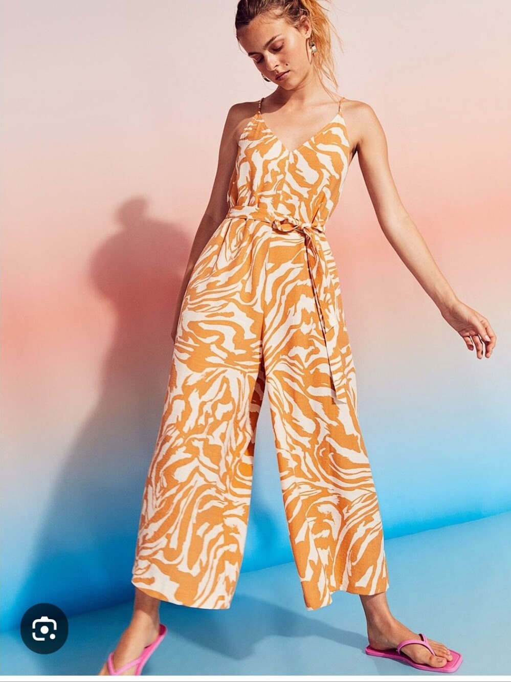 NWT H&M Abstract Zebra Print Wide Leg Jumpsuit  Small